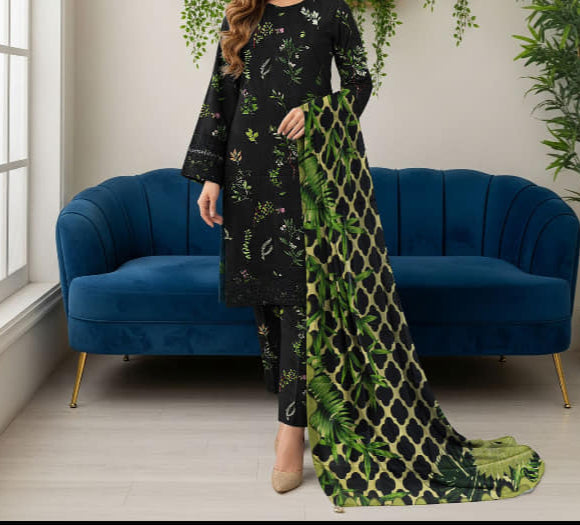 Baroque Digital Printed Dhanak 3-Piece Un-Stiched