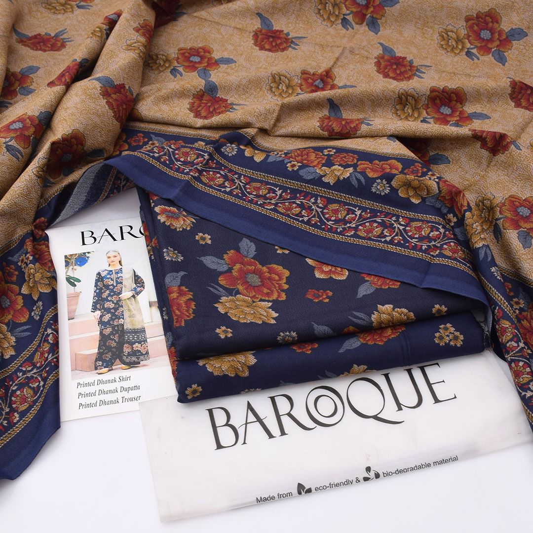 Baroque Digital Printed Dhanak 3-Piece Un-Stiched